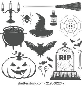 Halloween Art Illustrations -set vector design