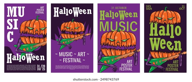 Halloween Art and Music Festival Poster and Cover Template for Event, Magazine, and Web Banner.
