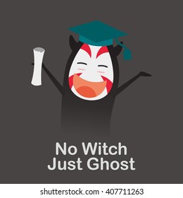 Halloween asian ghosts design template. Vector illustration