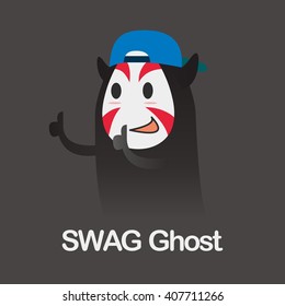 Halloween asian ghosts design template. Vector illustration