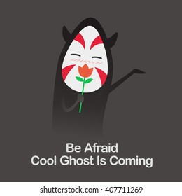 Halloween asian ghosts design template. Vector illustration