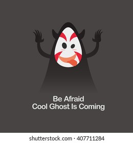 Halloween asian ghosts design template. Vector illustration