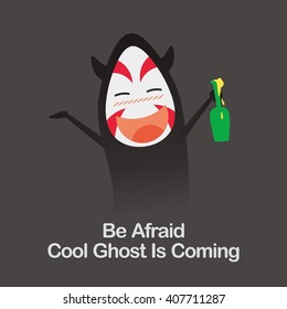 Halloween asian ghosts design template. Vector illustration