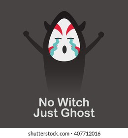 Halloween asian ghosts design template. Vector illustration