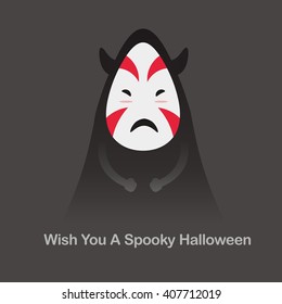 Halloween asian ghosts design template. Vector illustration
