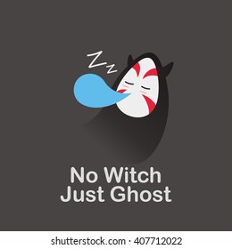 Halloween asian ghosts design template. Vector illustration