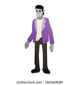 Halloween attribute with zombie with horror symbols vector illustration