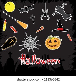 Halloween attributes set.