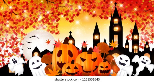 Halloween autumn castle background