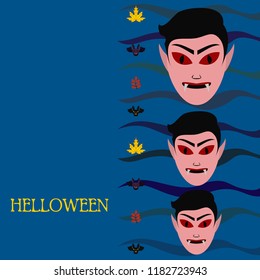 Halloween Autumn Fall Leaves Mask Dracula Bat Vector