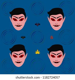 Halloween Autumn Fall Leaves Mask Dracula Bat Vector