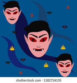 Halloween Autumn Fall Leaves Mask Dracula Bat Vector
