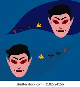 Halloween Autumn Fall Leaves Mask Dracula Bat Vector