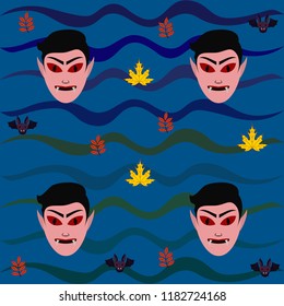 Halloween Autumn Fall Leaves Mask Dracula Bat Vector Halloween Autumn Fall Leaves Mask Dracula Bat Vector