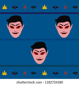 Halloween Autumn Fall Leaves Mask Dracula Bat Vector