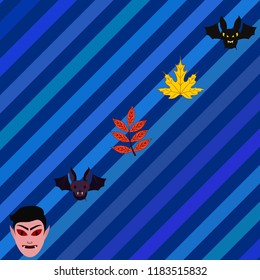 Halloween Autumn Fall Leaves Mask Dracula Bat Vector