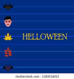 Halloween Autumn Fall Leaves Mask Dracula Bat Vector