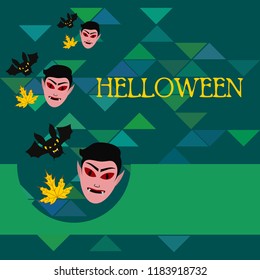 Halloween Autumn Fall Leaves Mask Dracula Bat Vector