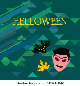 Halloween Autumn Fall Leaves Mask Dracula Bat Vector
