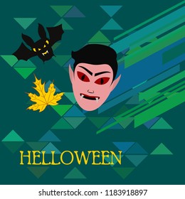 Halloween Autumn Fall Leaves Mask Dracula Bat Vector