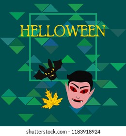 Halloween Autumn Fall Leaves Mask Dracula Bat Vector
