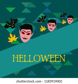 Halloween Autumn Fall Leaves Mask Dracula Bat Vector