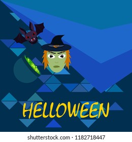 Halloween autumn fallen leaves mask witches bat vector