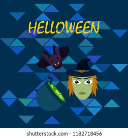 Halloween autumn fallen leaves mask witches bat vector