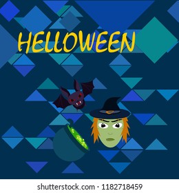 Halloween autumn fallen leaves mask witches bat vector