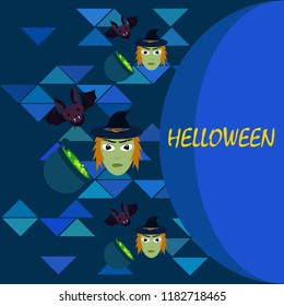 Halloween autumn fallen leaves mask witches bat vector