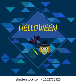 Halloween autumn fallen leaves mask witches bat vector