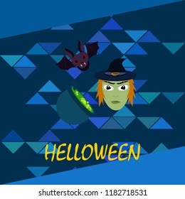 Halloween autumn fallen leaves mask witches bat vector