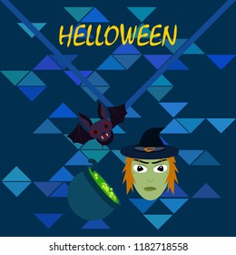 Halloween autumn fallen leaves mask witches bat vector