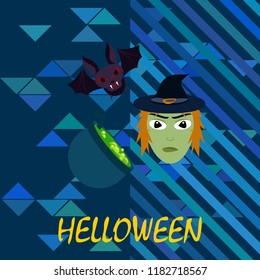 Halloween autumn fallen leaves mask witches bat vector