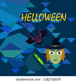 Halloween autumn fallen leaves mask witches bat vector