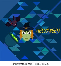 Halloween autumn fallen leaves mask witches bat vector