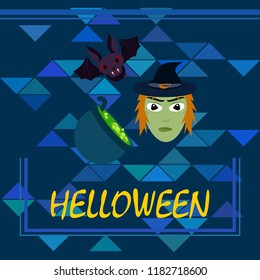 Halloween autumn fallen leaves mask witches bat vector