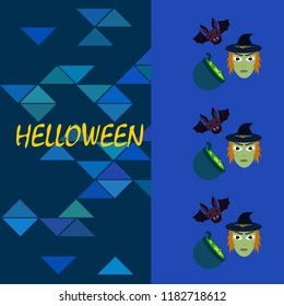 Halloween autumn fallen leaves mask witches bat vector