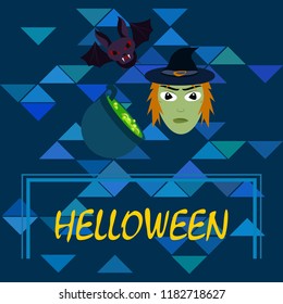 Halloween autumn fallen leaves mask witches bat vector