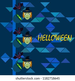 Halloween autumn fallen leaves mask witches bat vector