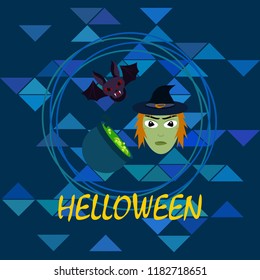 Halloween autumn fallen leaves mask witches bat vector
