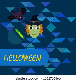 Halloween autumn fallen leaves mask witches bat vector