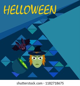 Halloween autumn fallen leaves mask witches bat vector