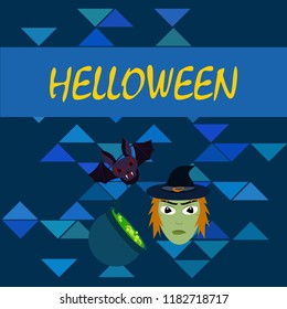 Halloween autumn fallen leaves mask witches bat vector