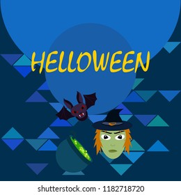 Halloween autumn fallen leaves mask witches bat vector