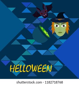 Halloween autumn fallen leaves mask witches bat vector