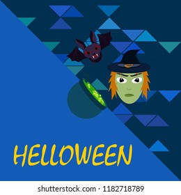 Halloween autumn fallen leaves mask witches bat vector