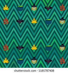 Halloween autumn fallen leaves mask witches bat vector