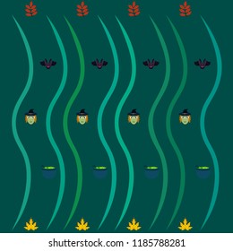 Halloween autumn fallen leaves mask witches bat vector