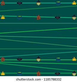 Halloween autumn fallen leaves mask witches bat vector